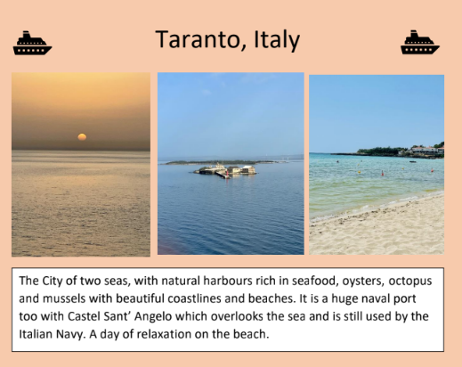Taranto Italia with Carla Horlock